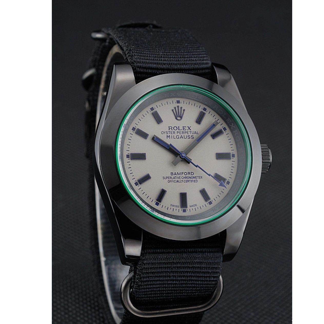 AAA replica watch Milgauss 622000 Bamford Rolex Nylon Strap Black 0815